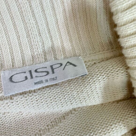 Vintage Gispa Cardigan Women Medium Cream Textured Merino Wool Blend Draped Open - Picture 2 of 9